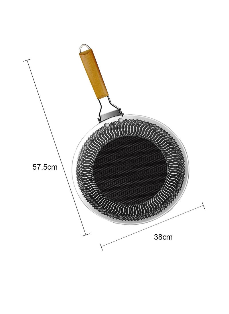 HEVASNEK 34cm Single Handle Grill Pan Durable and Versatile Cookware for Barbecue Camping and Meat Cooking Perfect for Indoor and Outdoor Grilling 34 CM