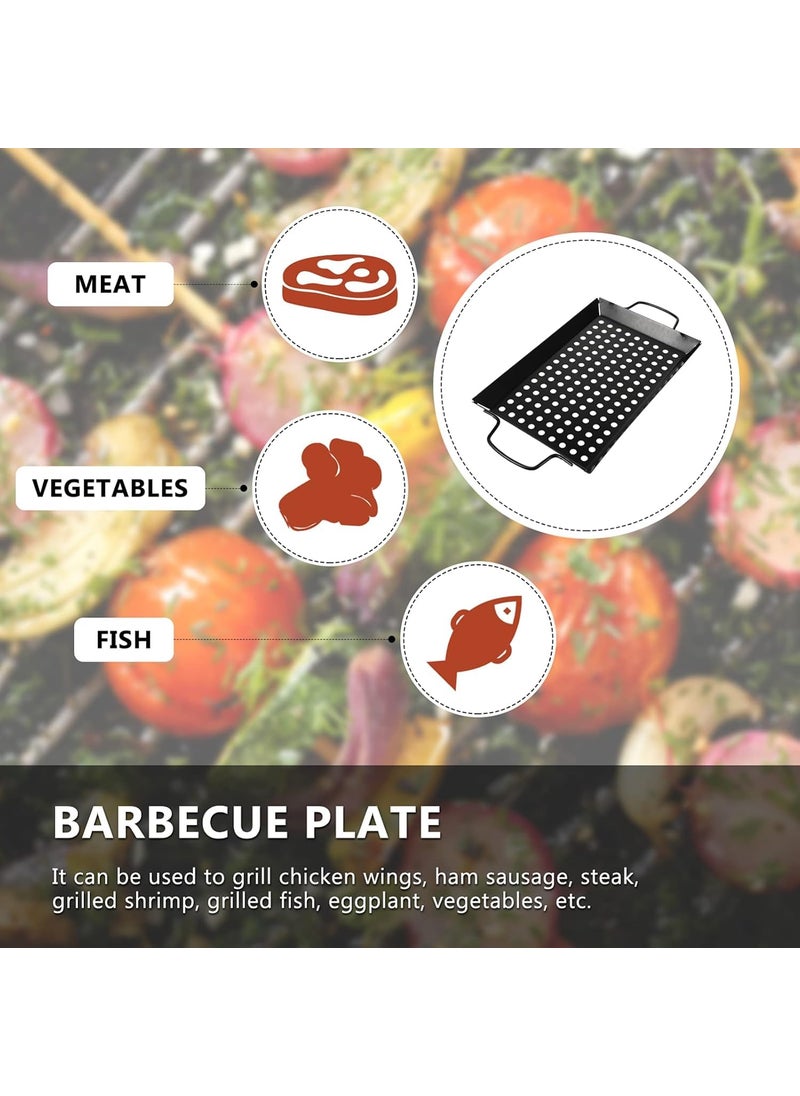 HEVASNEK NonStick BBQ Frying Pan with Handles NonStick Grill Tray HeavyDuty Grill Tray for Outdoor Cooking BBQ Accessory