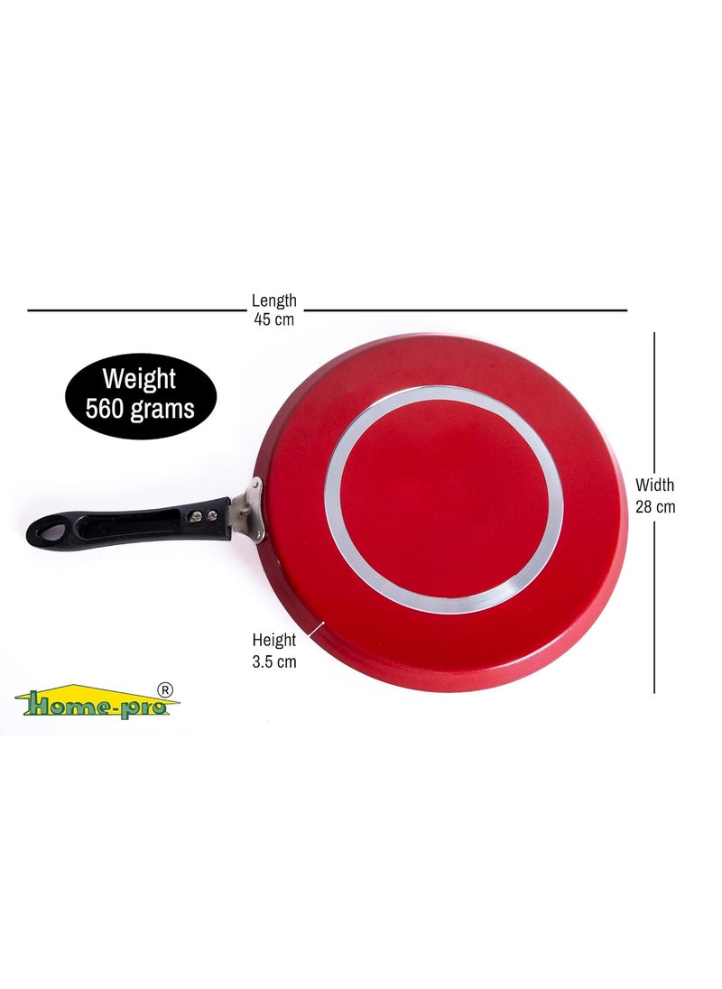 HomePro Grill Pan Dosa Tawa Red Appam Chhaty Non Stick Combos Pot Pan Set Aluminium Set Bakelite Handle Combo Pack of 3