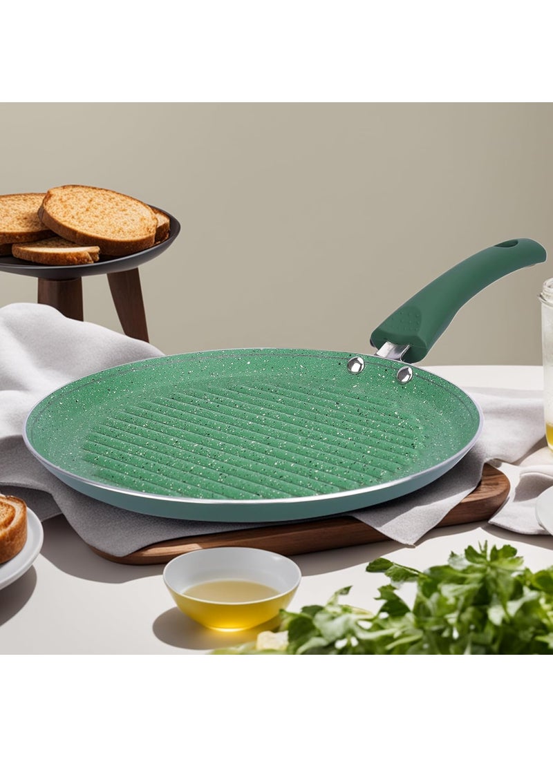 The Better Home Harmony Series Non Stick Frying Fry Grill Pan 25cmSaute Grill Pan Gas CookwareMinimal Oil CookingEasy Grip Handle3 Layer Non Stick CoatingNonToxic LightweightGreen Color