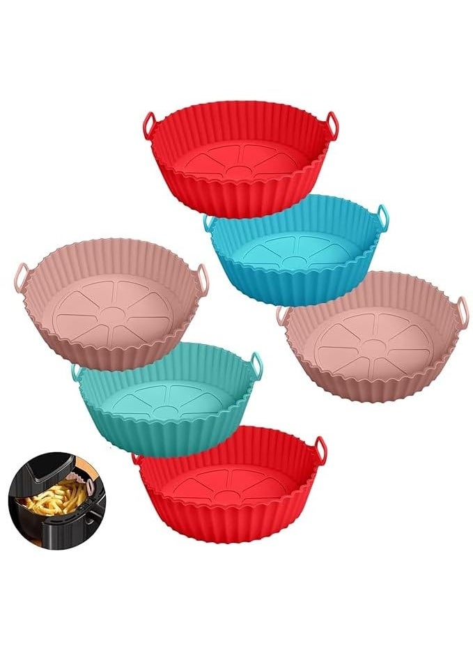 DIOXIT Air Fryer Silicone Pot Square Liners Reusable NonStick Basket Baking Tray Heat Resistant Airfryer Oven Accessories Grill Pan for Healthy Cooking Multi Color 6PCS
