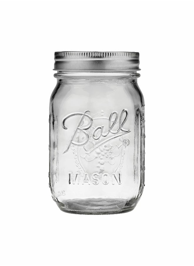 Ball Wide Mouth Mason Jars (16 oz/Capacity) [6 Pack] with Airtight lids and Bands. For Canning, Fermenting, Pickling, Decor - Freezing, Microwave And Dishwasher Safe