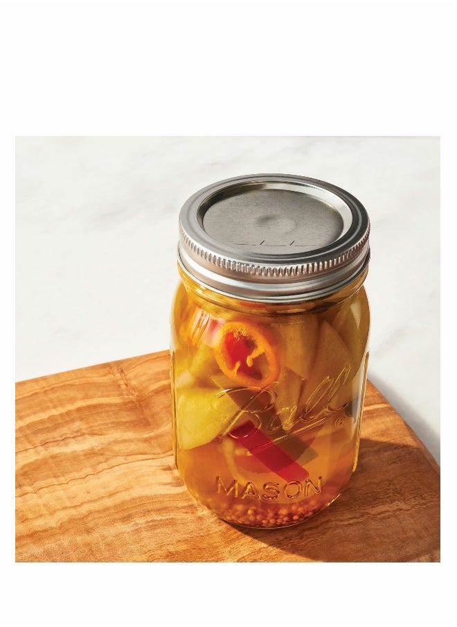 Ball Wide Mouth Mason Jars (16 oz/Capacity) [6 Pack] with Airtight lids and Bands. For Canning, Fermenting, Pickling, Decor - Freezing, Microwave And Dishwasher Safe