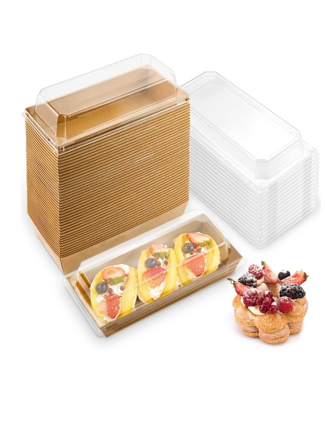 Charlovelyrie Boxes with Clear Lids 50 Pack Brown 4.7