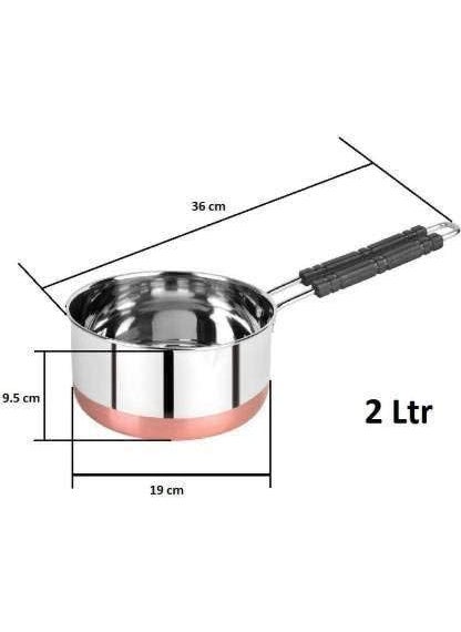VARSHA INTERNATIONAL Stainless Steel Copper Bottom Saucepans with lids Flat Base Sauce Pan Tea Pan Milk Pan Tapeli Patila Sauce Pot Cookware with lids Combo Set of 3