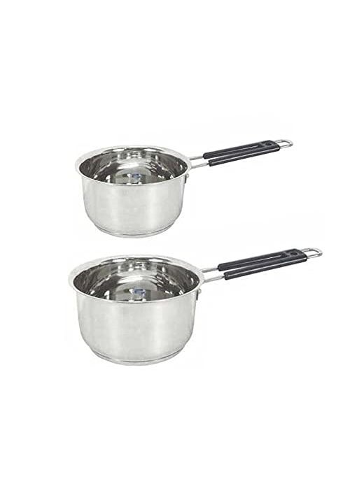 Stephy Stainless Steel Induction Sauce Pan 22 cm 26cm and 1 LTR 2 LTR with Black Bakelight Handle