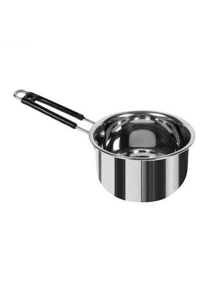 DiBha Stainless Steel Gas Compatible Heavy Base Small Sauce Pan Multipurpose Tea PanMilk PanChaidan with Lid and Strong Black PVC Riveted Handle Ideal for Daily Usage 500 ml