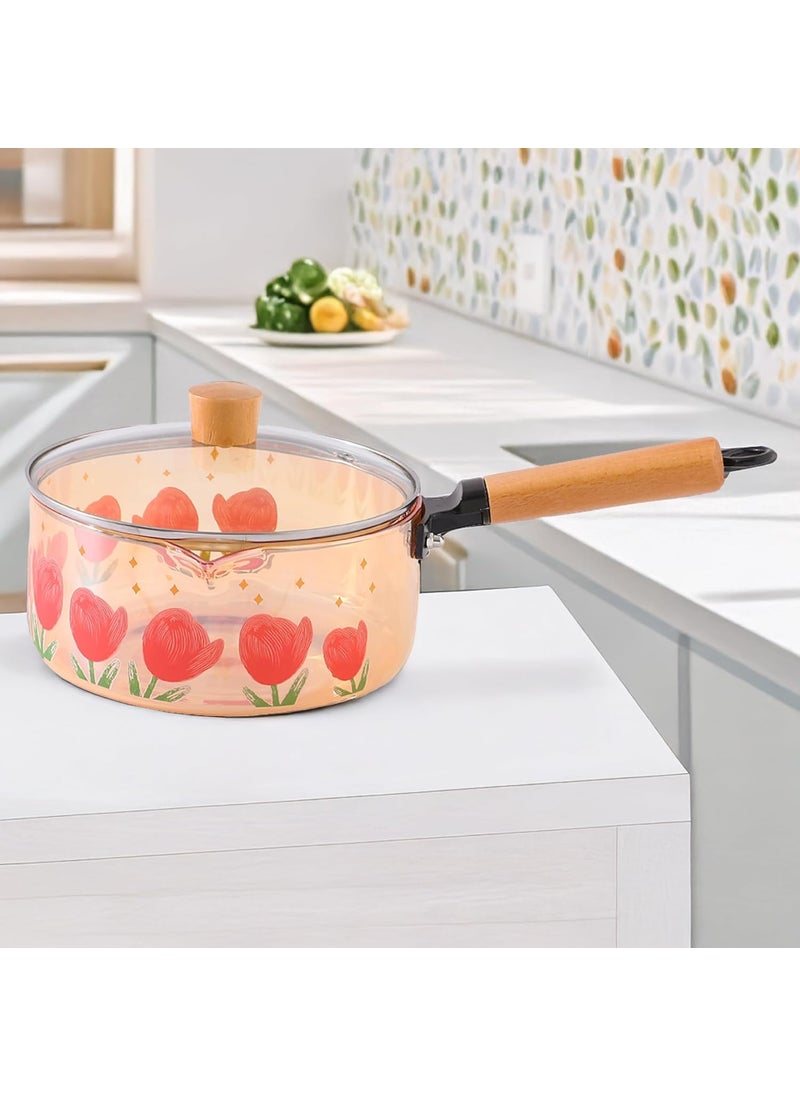 Urbane Home 2200ml Borosilicate Cooking Pot Glass Saucepan with Lid Bakelite Handle Knob MilkTea Pan for Gas Stove Induction Microwave Safe Handi Cookware