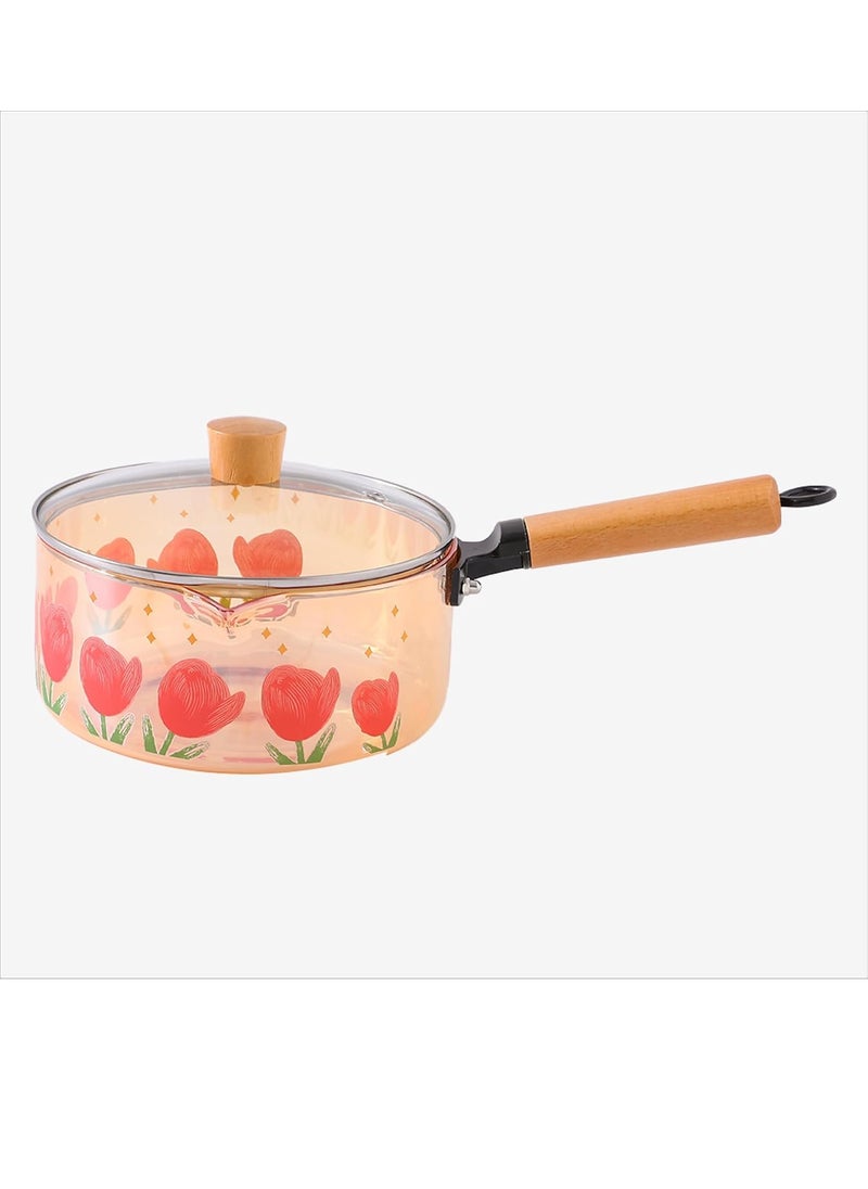 Urbane Home 2200ml Borosilicate Cooking Pot Glass Saucepan with Lid Bakelite Handle Knob MilkTea Pan for Gas Stove Induction Microwave Safe Handi Cookware