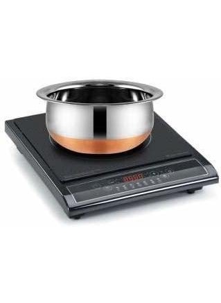 Nirvika Stainless Steel Copper Bottom Handipatila Pot Biryani Punjabi Handi Set with Lid 5 Pieces Serving Bowls with Lids Cookware Set Capacity 05 L08 L12 L15 L18 LCopper Silver