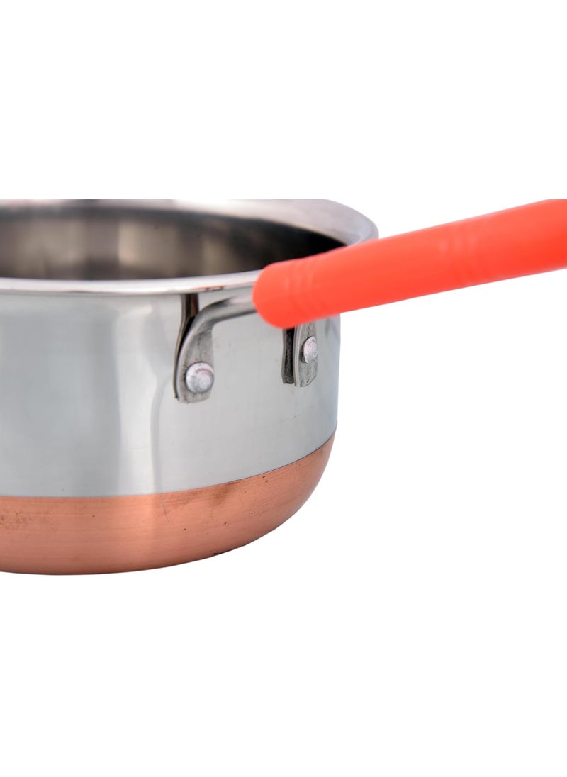 Dev Industries Steel Copper Bottom Sauce Pan Flat Base Sauce Pan Tea Pan Milk Pan Tapeli Patila Sauce Pot Cookware with Handle 1000 ml1200ML1500ML with 2 Pcs Table Mate Multicolors Free