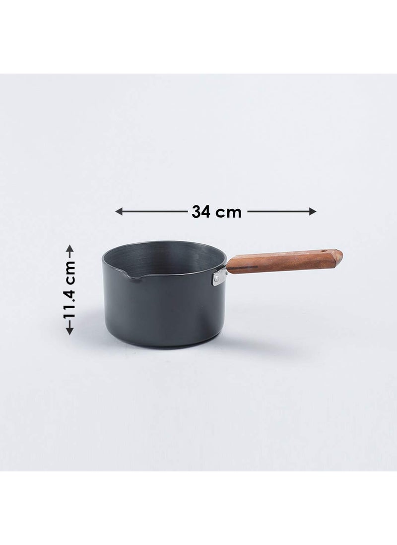 Wonderchef Ebony Hard Anodized Nonstick Sauce Pan 16cm Non Stick Sauce Pan 2L 325 mm Black and Brown