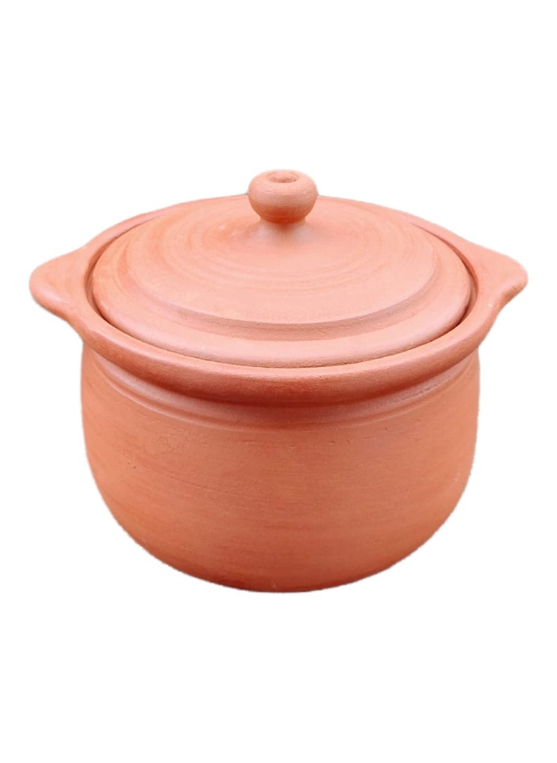 EZAHK Earthen Clay Handi with Lid Clay Pot for Cooking Curry Dal Serving Natural Traditional 3 L Brown