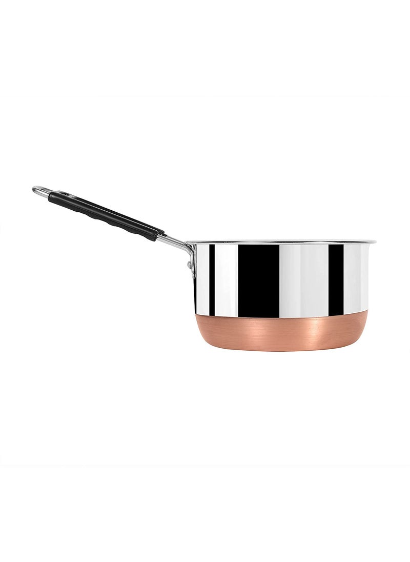 Nirvika Stainless Steel Copper Bottom Sauce Pan Flat Base Sauce Pan Tea Pan Milk Pan Tapeli Patila Sauce Pot Cookware with Handle 2000 ml 1500 ml 1000 ml 3 Pc 3 Copper Saucepan