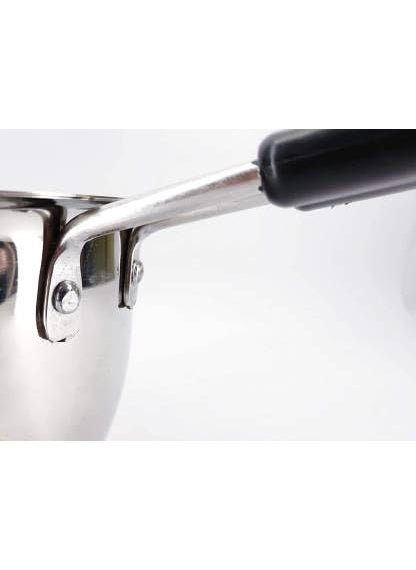 DiBha Stainless Steel Gas Compatible Heavy Base Small Sauce Pan Multipurpose Tea PanMilk PanChaidan with Lid and Strong Black PVC Riveted Handle Ideal for Daily Usage 600 ml
