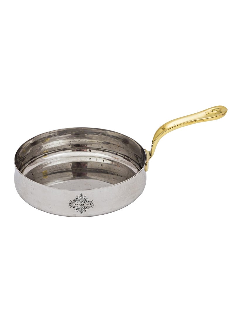 INDIAN ART VILLA Hammered Steel Curved Sauce Pan Serveware Tableware Width 50 Silver