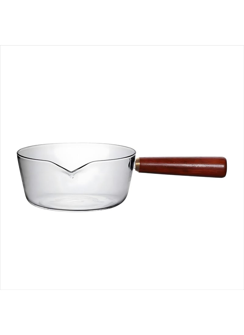 Urbane Home 1L Borosilicate Glass Sauce Pan with Lid Handle Heat Resistant Gas Stove Induction Sauce Pan for tea Coffee Milk Boiling Handi Pot Vessel TransparentOYA003TRA
