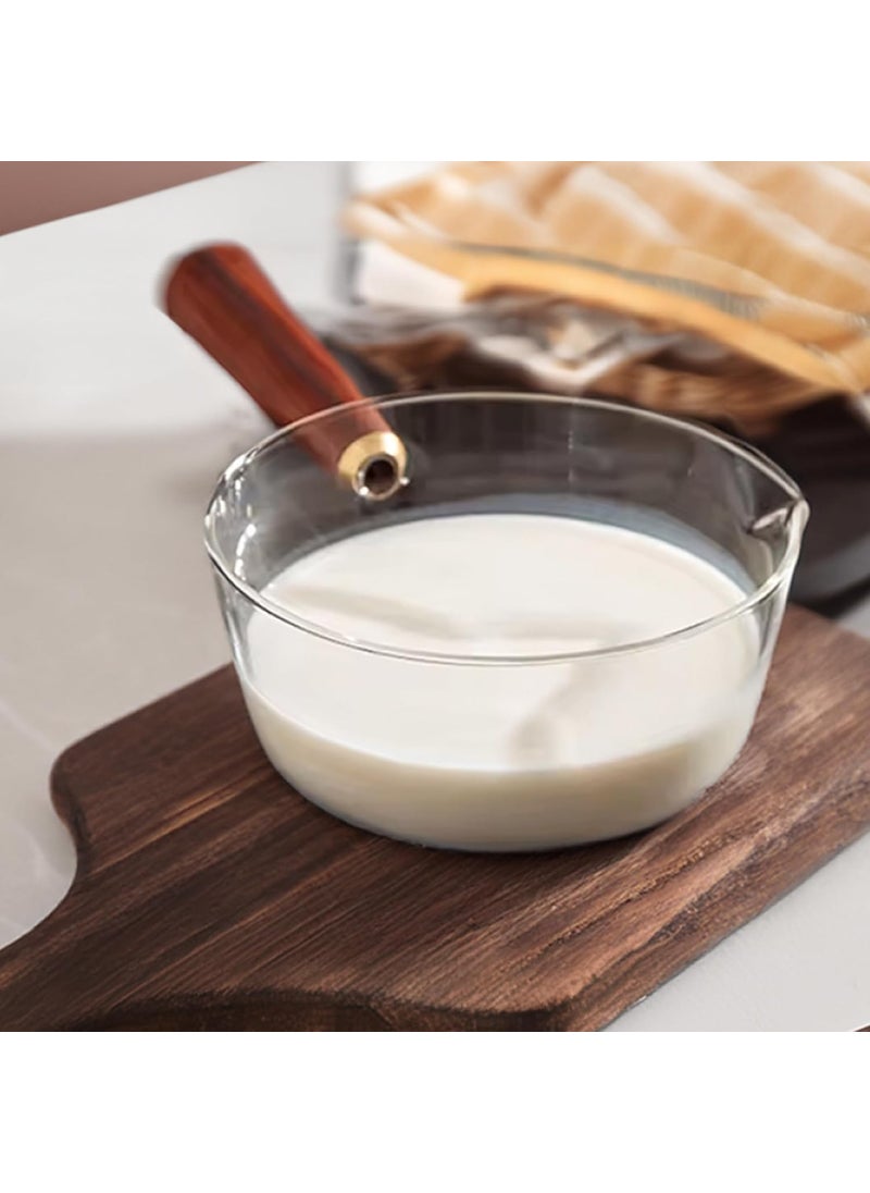 Urbane Home 1L Borosilicate Glass Sauce Pan with Lid Handle Heat Resistant Gas Stove Induction Sauce Pan for tea Coffee Milk Boiling Handi Pot Vessel TransparentOYA003TRA