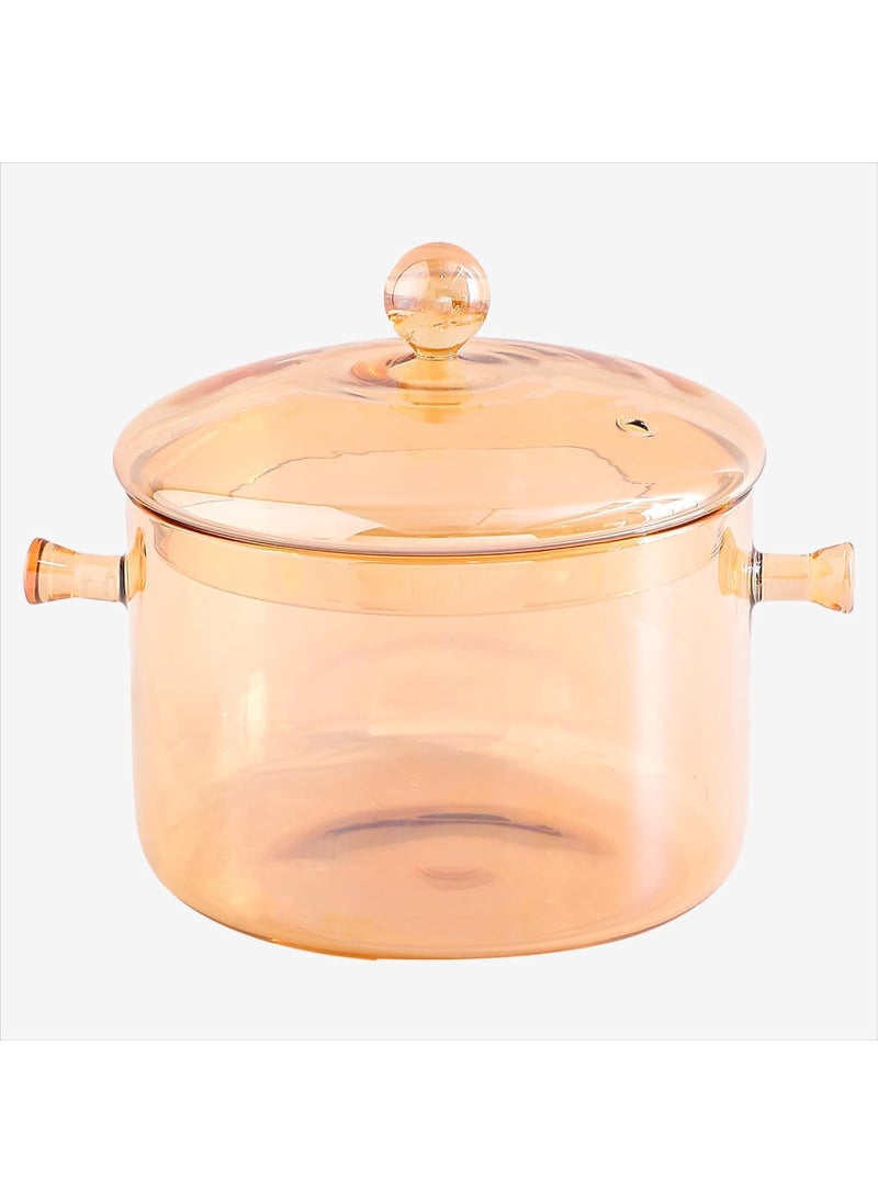 Urbane Home 17L Borosilicate Glass Sauce Pan with Lid Handle Heat Resistant Gas Stove Induction Sauce Pan for tea Coffee Milk Boiling Handi Pot Vessel TransparentBYE10AMB
