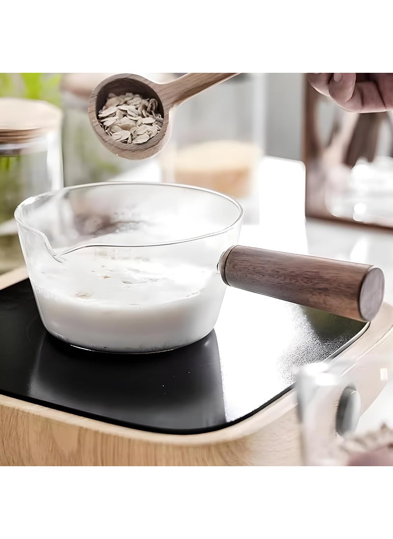 The Better Home Borosilicate Glass Saucepan 1L Cooking Pot Electric Stove Safe Dishwasher Safe Long Handle Ideal for Tea Milk Pasta Noodles Rice