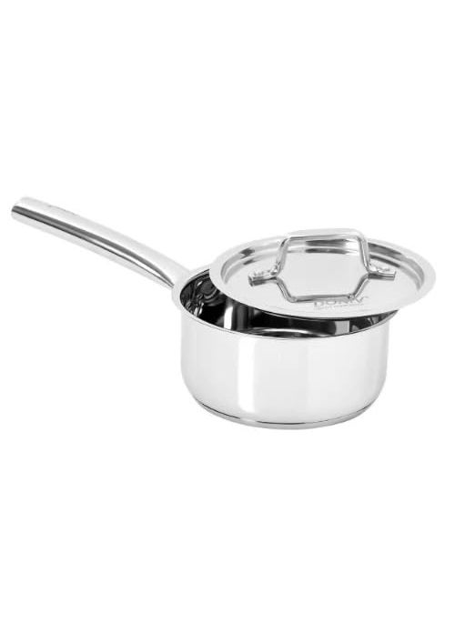 DONIV Majestic Sandwich Bottom Stainless Steel Sauce Pan 14 cm 1 LTR Capacity Induction Friendly Even Heat Distribution Tea Pan with Steel Lid ISI Certified 5 Years Warranty Pack of 1