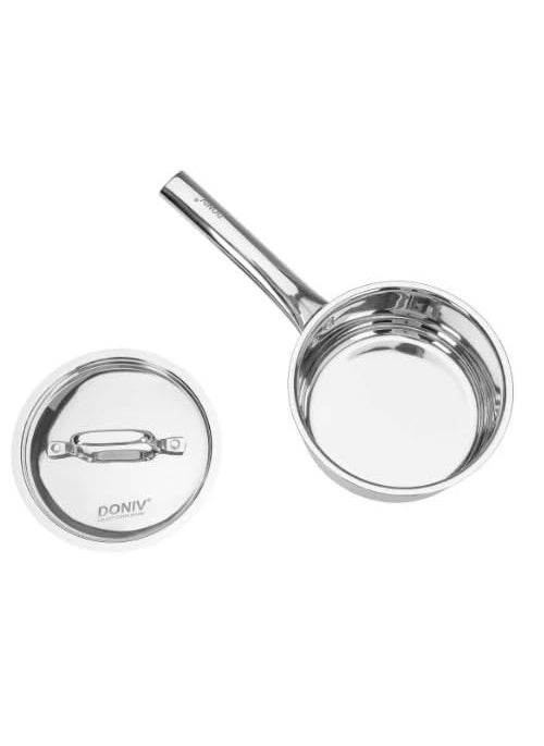 DONIV Majestic Sandwich Bottom Stainless Steel Sauce Pan 14 cm 1 LTR Capacity Induction Friendly Even Heat Distribution Tea Pan with Steel Lid ISI Certified 5 Years Warranty Pack of 1