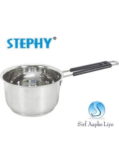 Stephy Stainless Steel Induction Sauce Pan 20 cm and 075 LTR with Black Bakelight Handle