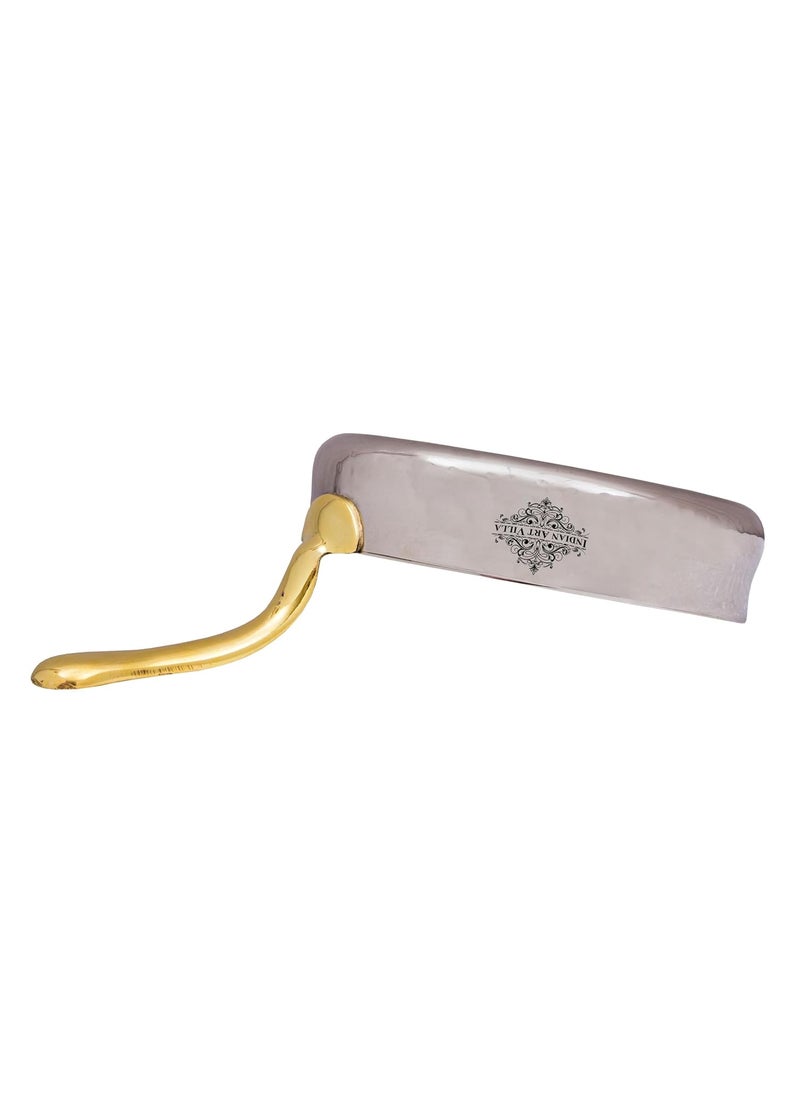 INDIAN ART VILLA Steel Serving Sauce Pan with Brass Handle Hammered Curved Design Durable and Stylish Pan for Kitchen and Dining Diameter 5 Inch