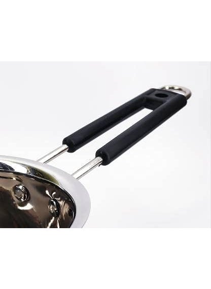 DiBha Stainless Steel Gas Compatible Heavy Base Small Sauce Pan Multipurpose Tea PanMilk PanChaidan with Lid and Strong Black PVC Riveted Handle Ideal for Daily Usage 400 ml