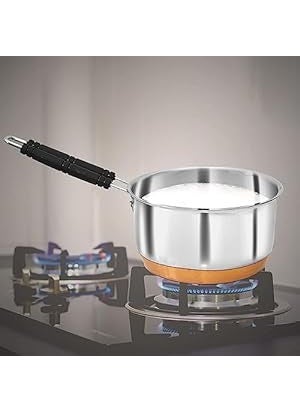 VARSHA INTERNATIONAL Stainless Steel Copper Bottom Sauce Pan 1L2L Combo Set Milk PAN Tea Pan 2 Piece Set