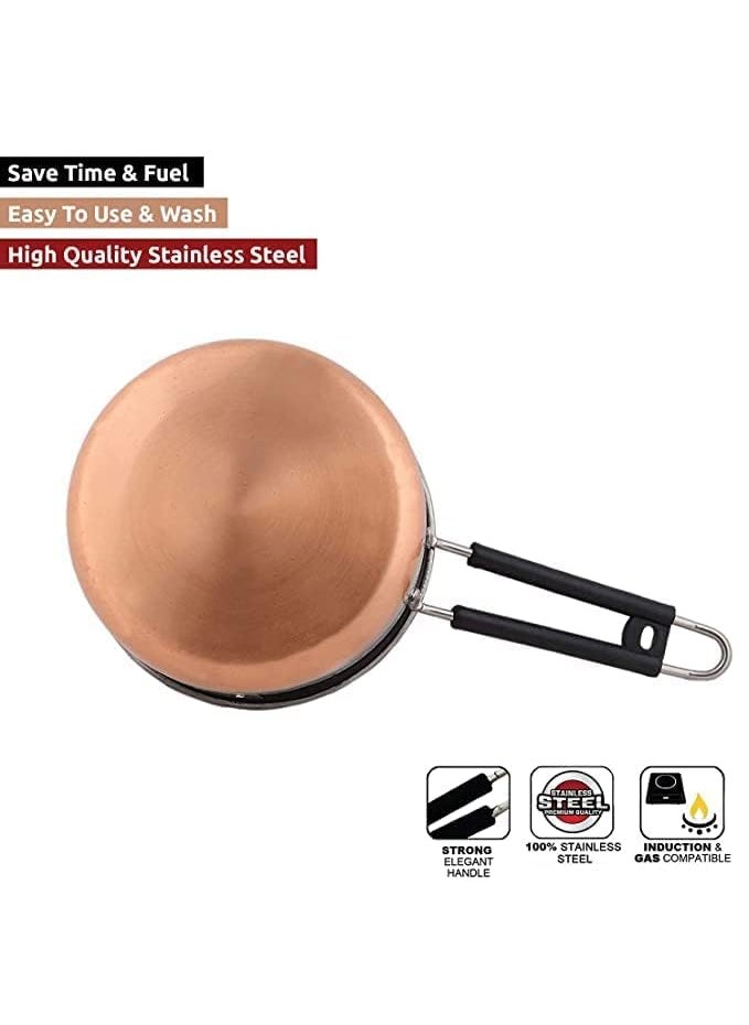 VARSHA INTERNATIONAL Stainless Steel Copper Bottom Sauce Pan 1L2L Combo Set Milk PAN Tea Pan 2 Piece Set