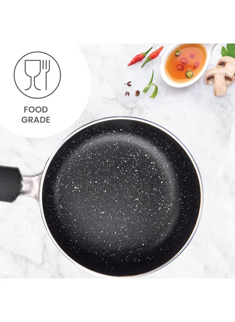 Milton Procook Granito Saucepan with Bakelite Handle 14 cm Aluminium Tea and Milk Pan Boiling Pot NonInduction 2 Years Warranty