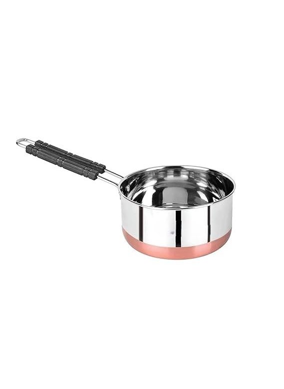 SHOPSIDEX Sauce Pan Tea Maker Milk Coffee pan bhgoni Stainless Steel Copper Bottom Sauce Pan Flat Base Sauce Pan Tea Pan Milk Pan Tapeli Patila Sauce Pot 500 ML and 1000 Ml Combo