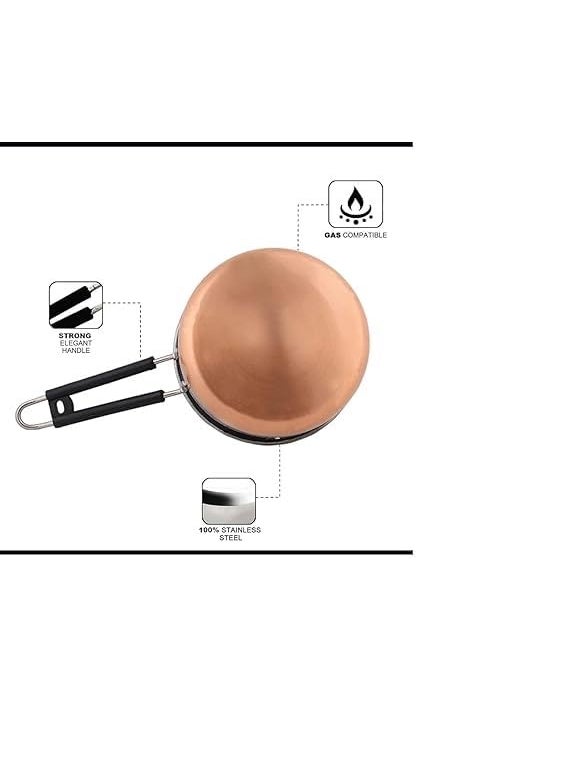 SHOPSIDEX Sauce Pan Tea Maker Milk Coffee pan bhgoni Stainless Steel Copper Bottom Sauce Pan Flat Base Sauce Pan Tea Pan Milk Pan Tapeli Patila Sauce Pot 500 ML and 1000 Ml Combo