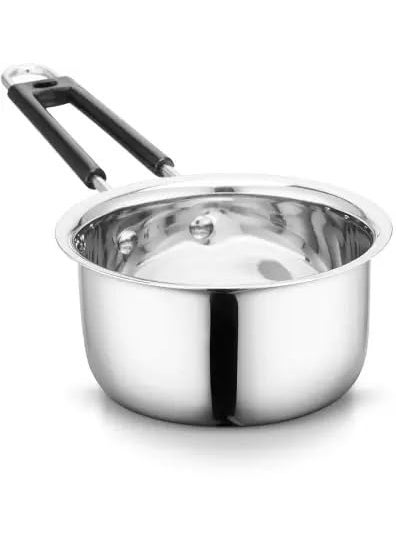 VARSHA INTERNATIONAL Stainless Steel Sauce Pan Flat Base Tea Pan Milk Pan Tapeli Patila Cookware Flat 1150ml 1 Piece Silver