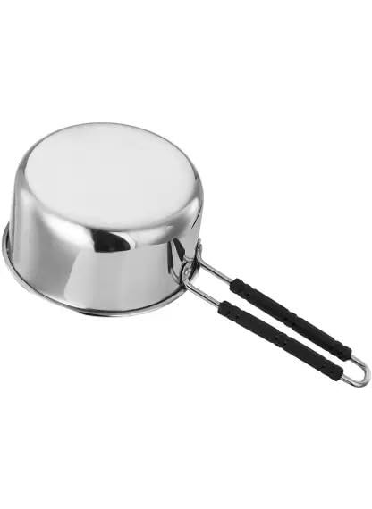 VARSHA INTERNATIONAL Stainless Steel Sauce Pan Flat Base Tea Pan Milk Pan Tapeli Patila Cookware Flat 1150ml 1 Piece Silver