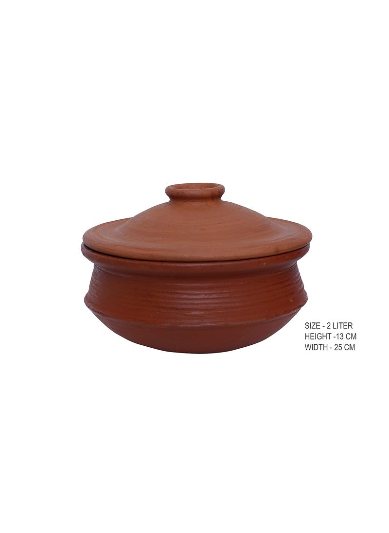 4U Crafts India Online Clay Pottery Pre Seasoned Earthen HandiBiryani Pot with Lid Red 2 Liter