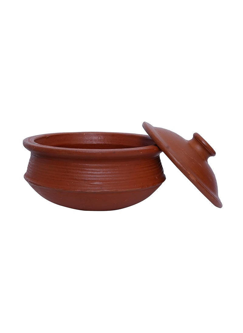 4U Crafts India Online Clay Pottery Pre Seasoned Earthen HandiBiryani Pot with Lid Red 2 Liter