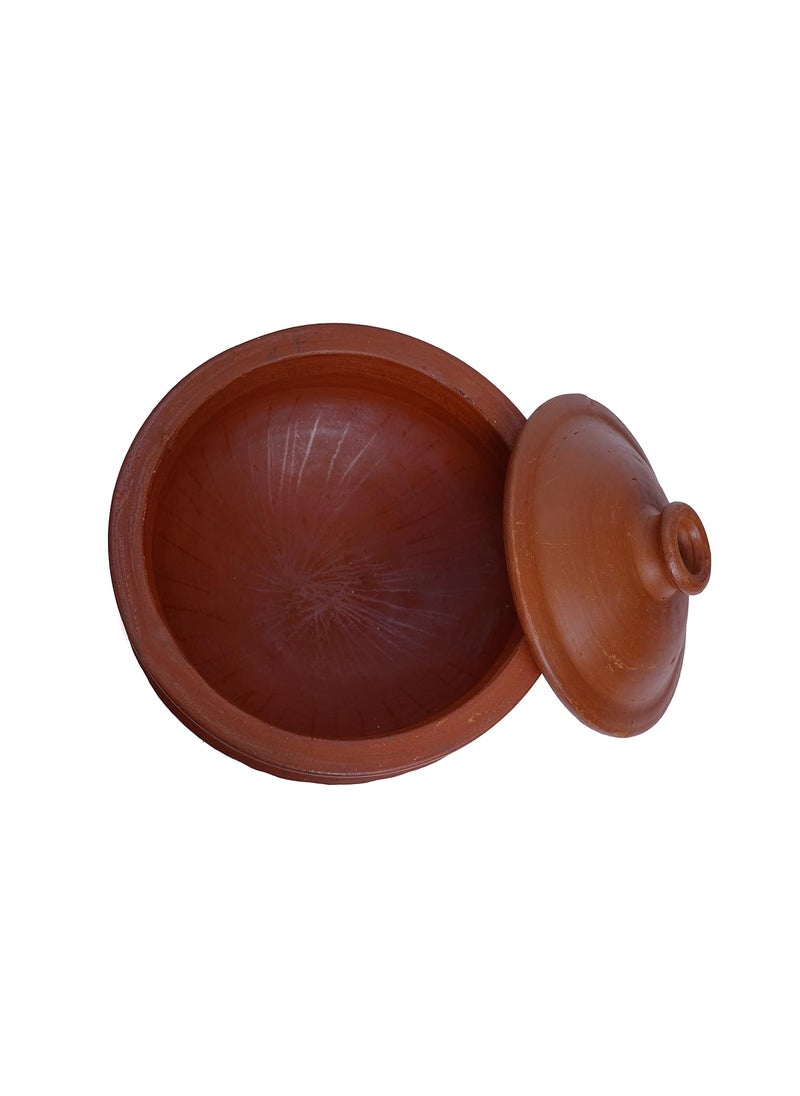 4U Crafts India Online Clay Pottery Pre Seasoned Earthen HandiBiryani Pot with Lid Red 2 Liter