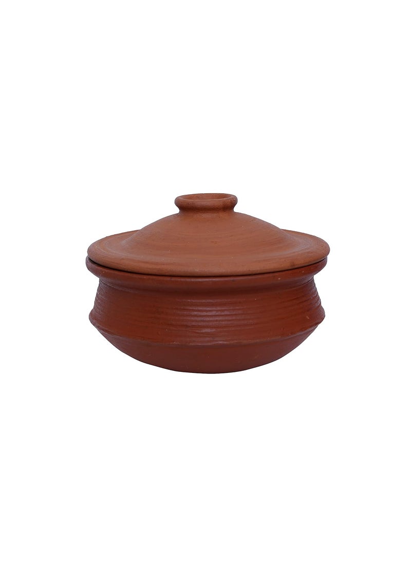 4U Crafts India Online Clay Pottery Pre Seasoned Earthen HandiBiryani Pot with Lid Red 2 Liter