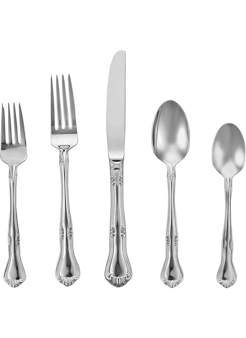 Gorham Valcourt Stainless Flatware 5 Piece Place Setting , Silver -