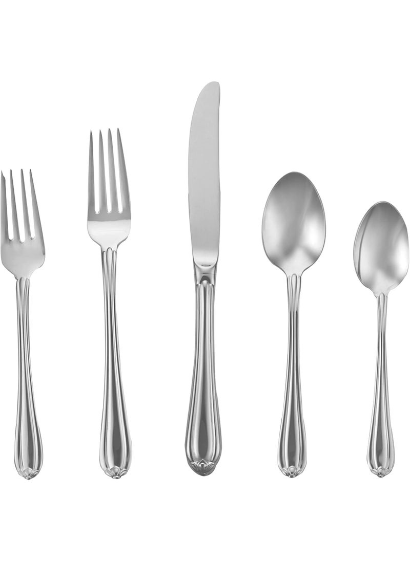 Gorham Melon Bud 5-Piece Stainless Steel Flatware Place Setting, Service for 1, Silver -
