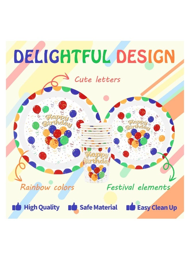162 PCS Happy Birthday Disposable Party Favors with Birthday Plates Cups Napkins Tablecloth Straws Birthday Party Supplies for Kids Birthday Party Decoration, 20 Guests (Happy birthday)