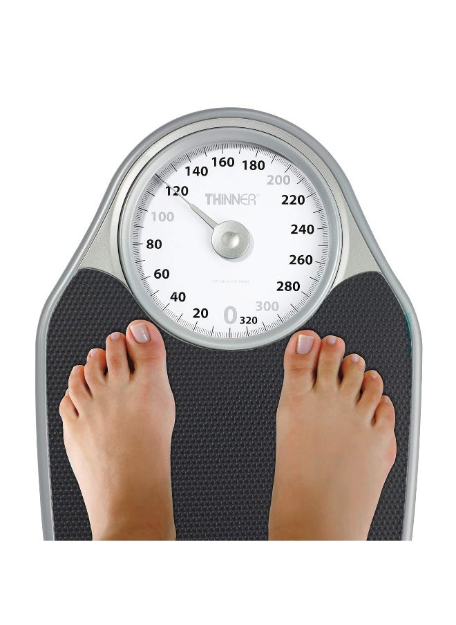 Thinner Extra-Large Dial Analog Precision Bathroom Scale, Analog Bath Scale, Measures Weight Up To 330 Lbs, Black