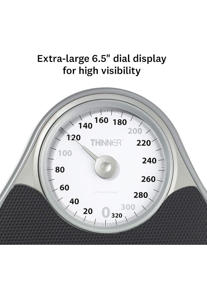Thinner Extra-Large Dial Analog Precision Bathroom Scale, Analog Bath Scale, Measures Weight Up To 330 Lbs, Black