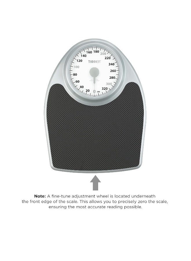 Thinner Extra-Large Dial Analog Precision Bathroom Scale, Analog Bath Scale, Measures Weight Up To 330 Lbs, Black