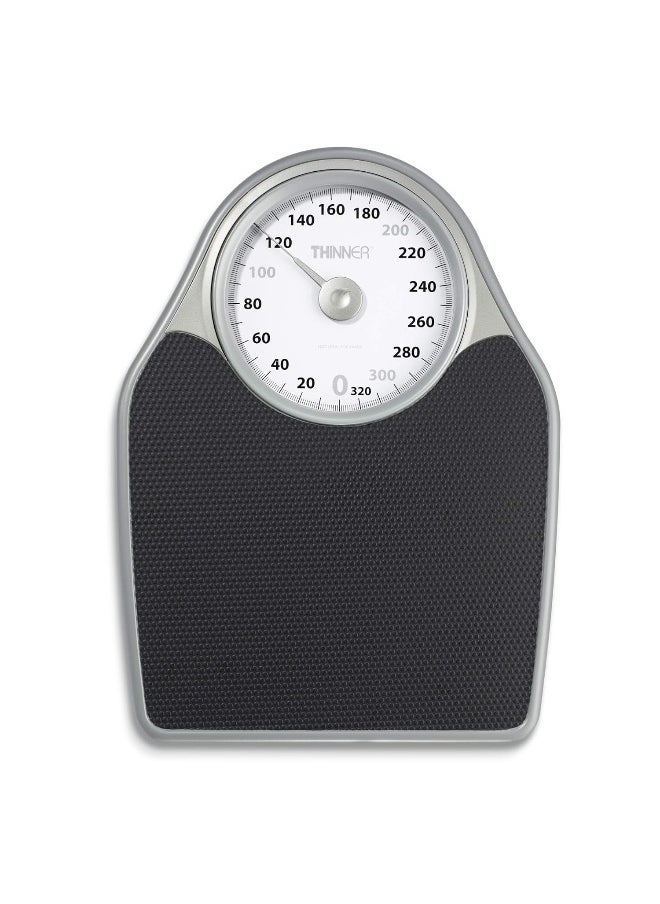 Thinner Extra-Large Dial Analog Precision Bathroom Scale, Analog Bath Scale, Measures Weight Up To 330 Lbs, Black