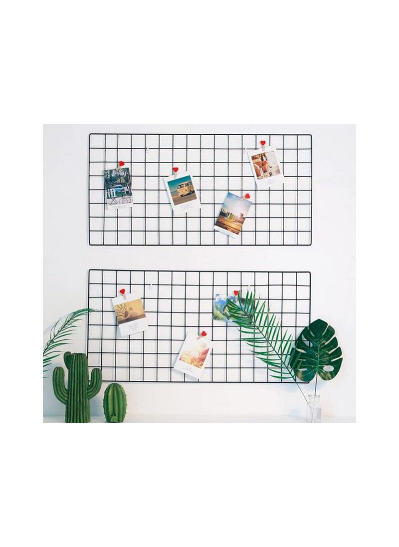 PIKIFY DIY Steel Grid Photo Frame for Wall 85 55cm Clip Holder Multi Functional Creative Mesh Wall GridBlack Black