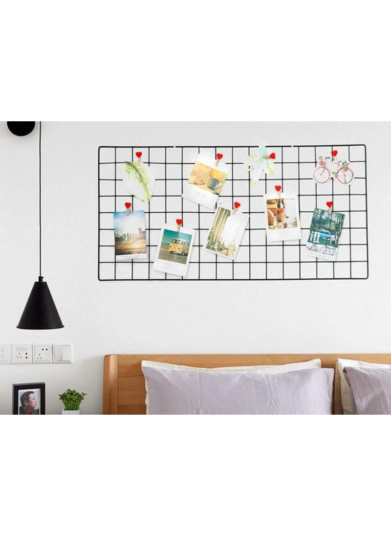 PIKIFY DIY Steel Grid Photo Frame for Wall 85 55cm Clip Holder Multi Functional Creative Mesh Wall GridBlack Black