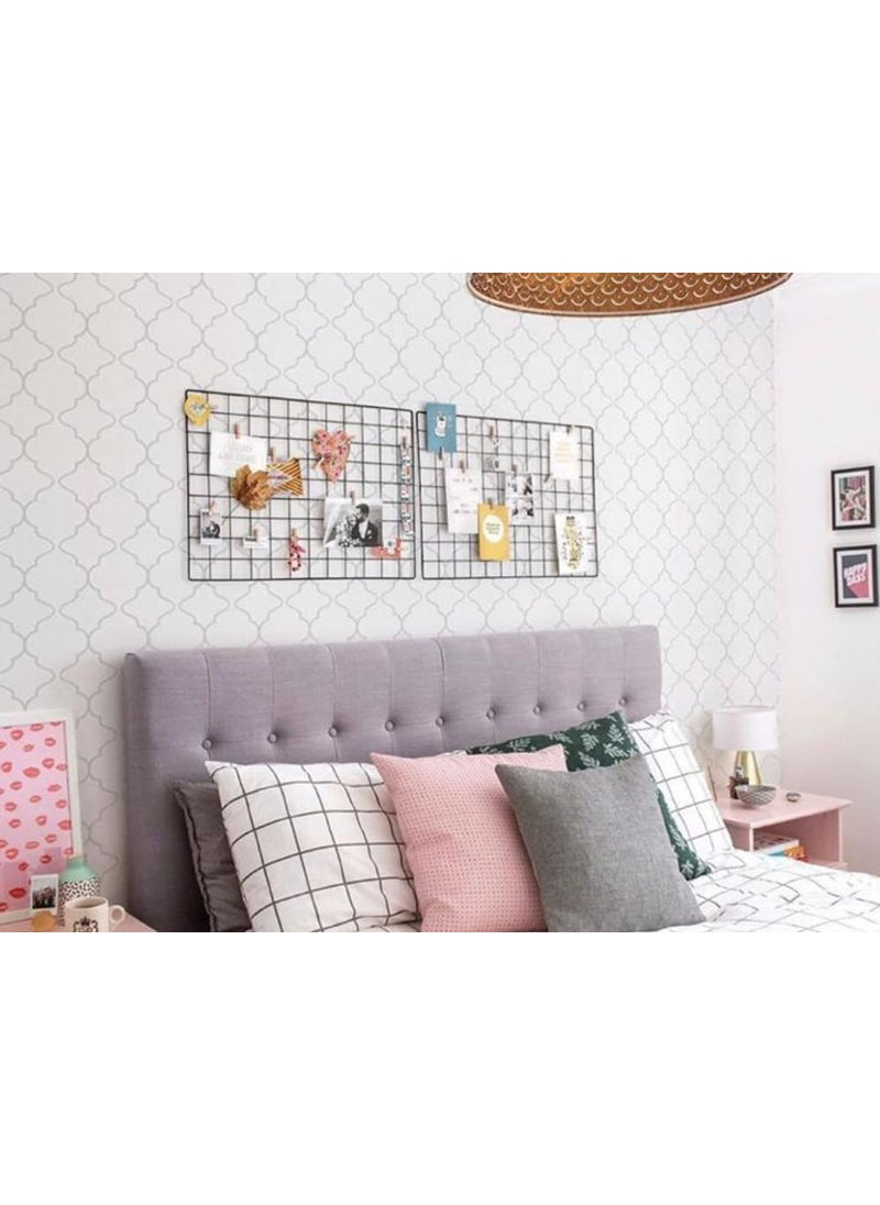 PIKIFY DIY Steel Grid Photo Frame for Wall 85 55cm Clip Holder Multi Functional Creative Mesh Wall GridBlack Black